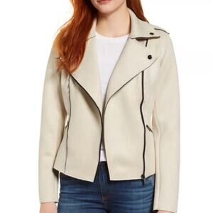 NWT Kut From The Kloth Moto Jacket Faux Suede Womens Sz M Haddie Irish Cream